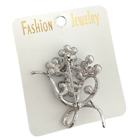 NWT 1.5" x 2" Aquamarine Iridescent Swarovski Crystal Flower Bouquet Brooch/Pin - Picture 2 of 2